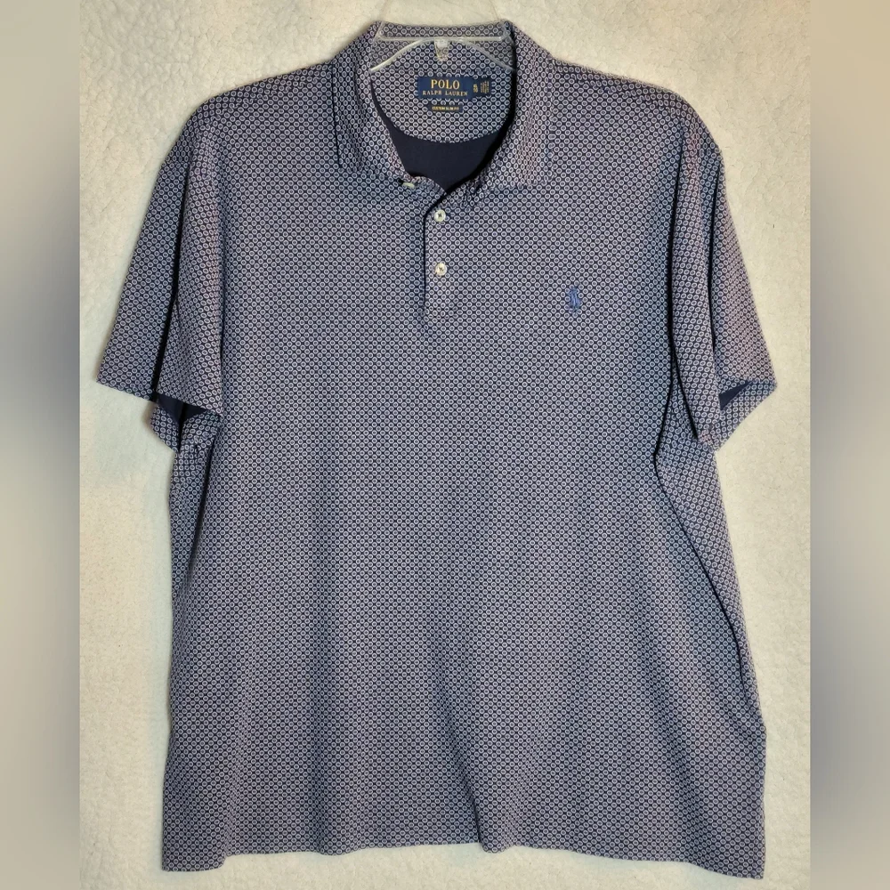 Ralph Lauren Men's Blue Geometric Polo Shirt Size XL